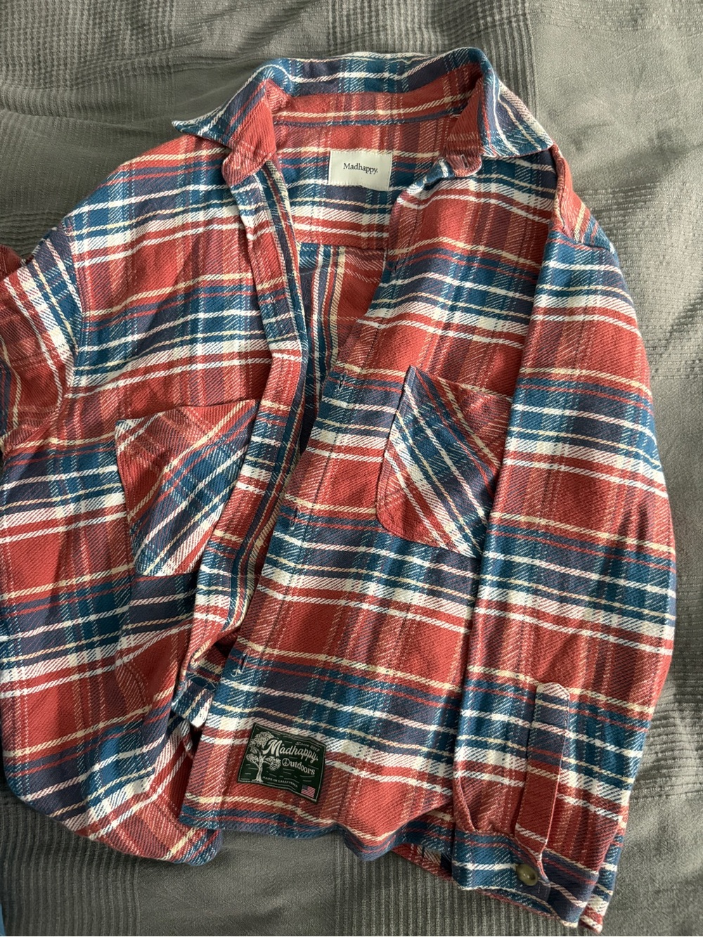 Madhappy Red Blue Plaid Button-Down Shirt